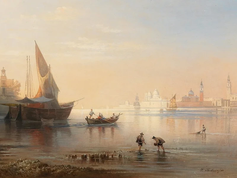 1829-Karl Heilmayer - Raccolta di cozze nella laguna di Venezia